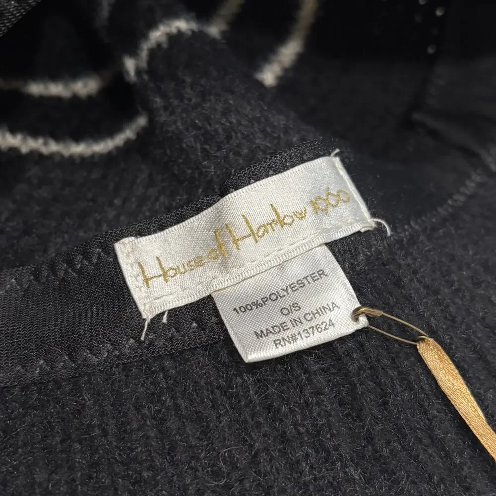 NWT House of Harlow 1960 Knit Bucket Hat Black White Stripe